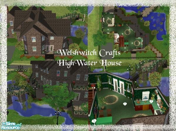 Sims 2 — HighWater House by WelshWitch — Victorian Style property. Beautiful landscaped gardens, river with rickety