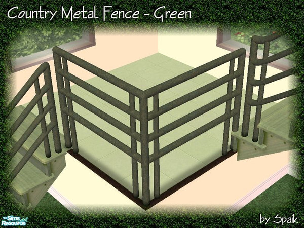 Sims 2 — Country Metal Fence - Green by Spaik — Metal fence matching Modular Country Stairs. The matching stairs are