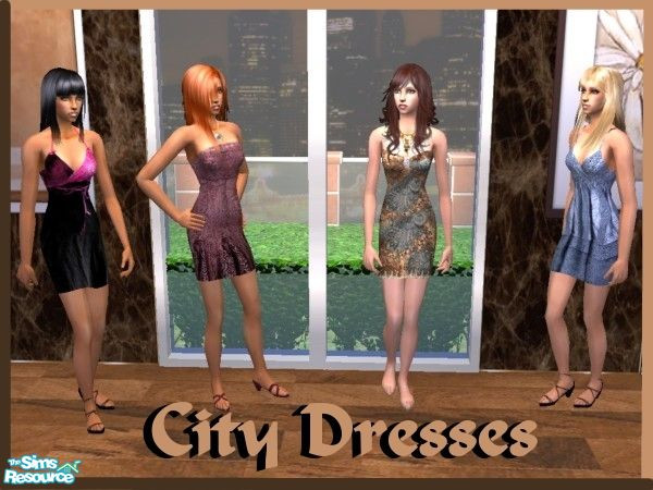 Sims 2 — City Dresses by AoifeB — Four city-inspired functional dresses that range in style to suit any occasion.