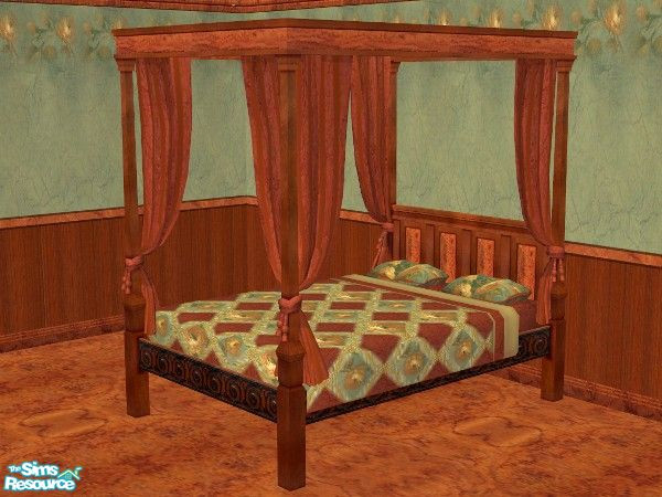 Sims 2 — Texture Challenge 49 - Bedroom Set -Bed by rgdyanne — Recolor of the Majestically Medieval Double Bed