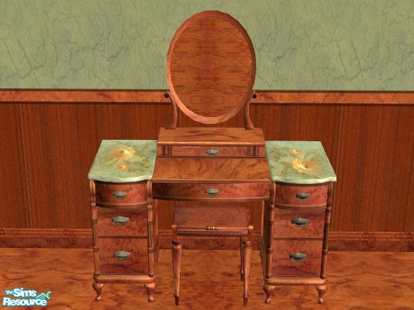 Sims 2 — Texture Challenge 49 - Bedroom Set - Vanity by rgdyanne — Recolor of the Cornerstone Veritable Vanity