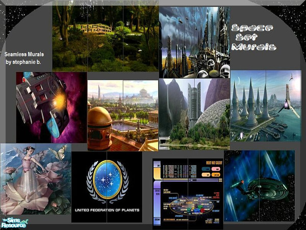 Sims 2 — Space Fantasy Murals by stephanie_b. — This set includes 10 Space Fantasy Murals to add a little authenticity to