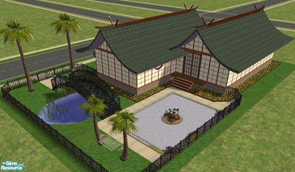 Sims 2 — Dukes Avenue 80 by loopyproductions — An Azian house (for max. 4 people) with in the garden a bridge and all