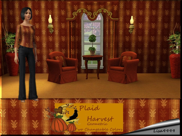 Sims 3 — Plaid Harvest by lisa9999 — A plaid with wheat. Two changeable colors. Lisa9999