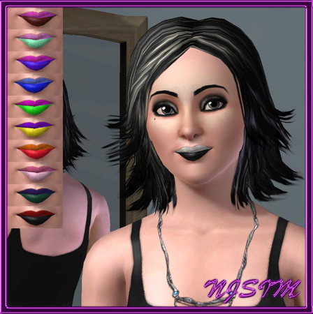 Sims 3 — Half 'n Half 2 Color Lipstick by NJSim by NancyJ — Two color lipstick. Color 1 is the top lip, color 2 is the