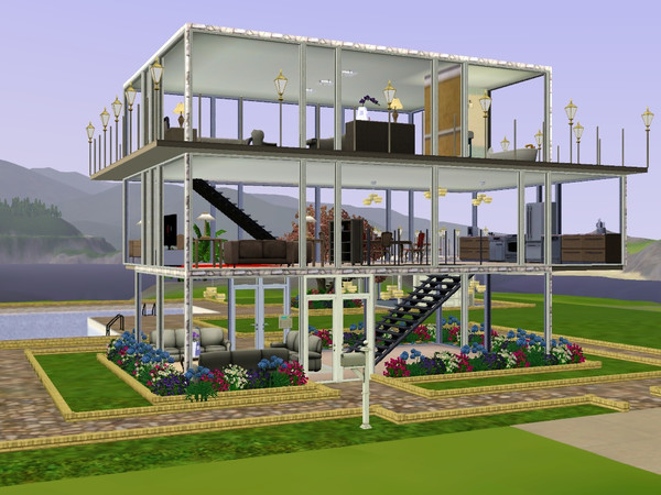 Sims 3 — Summer retreat by edibles — This nice and open home is covered in glass windows from top to bottom. This is a