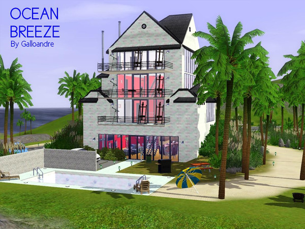 Sims 3 — Ocean Breeze by Galloandre — This magnificent cliffside beach home is built so that your Sims can have the ocean