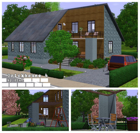 Sims 3 — Brickhouse 4 by Elut — 2 half make a whole. Nice family house with 3 bedrooms, 2 bath and a familyroom. There is