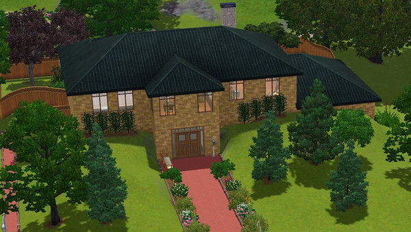 Sims 3 — 415 Skyborough Blvd by btp2k2 — The bottom half of this home is built into a hill. The backyard features a pond