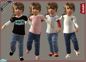 Sims 2 — Levi\'s inspired for toddler by Birba32 — Jeans and shirt for little girl. New mesh with bump map added.