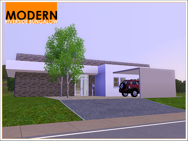 Sims 3 — Modern Riverside Bungalow by Leomo — This Modern Riverside Bungalow has an open plan kitchen, living-/ dining