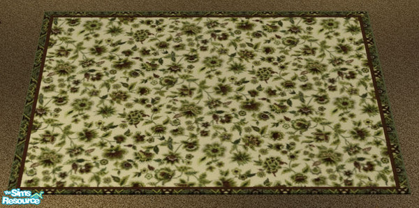 Sims 2 — Gone Green Bed Room Area Rug by lisa9999 — Light green floral area rug with dark floral boarder.