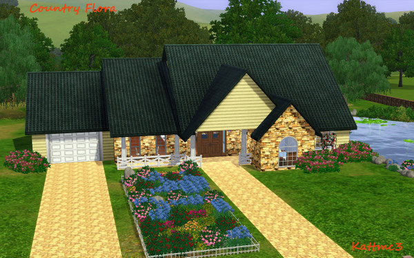 Sims 3 — Country Flora by kattmc3 — This is a lovely 3 bedroom, 2 bath home with formal dinning, private office, and 1
