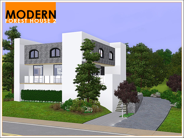 Sims 3 — Modern Forest House 2 by Leomo — This second Modern Forest House has enough room for a family of four. There are