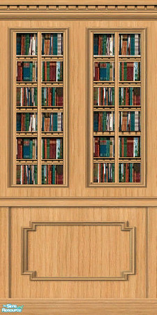 Sims 2 — Maxis oak paneling match by Dreamspinner — The maxis light oak paneling with book shelves inserts 