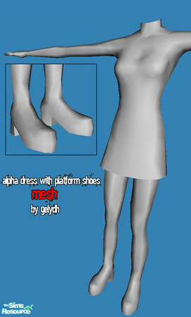 Sims 2 — MESH - Alpha Dress with Platforms for Adult Females (REA02) by gelydh — New dress mesh for adult females with