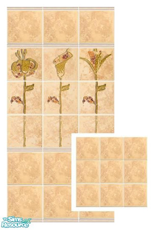 Sims 2 — Dhalias by Mekhi — A set of tiled wall and floor with dhalias pattern, looks great in every bathroom :) Enjoy!