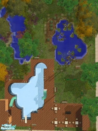 Sims 2 — Birdpool Park by WelshWitch — Gorgeous woodland park with swimming pool, ponds, swings, bbq, coffee bar, public