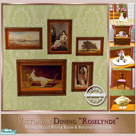 Sims 2 — Roselynde - Painting Collage Mesh by Cashcraft — The "Roselynde" is a Victorian inspired dining room