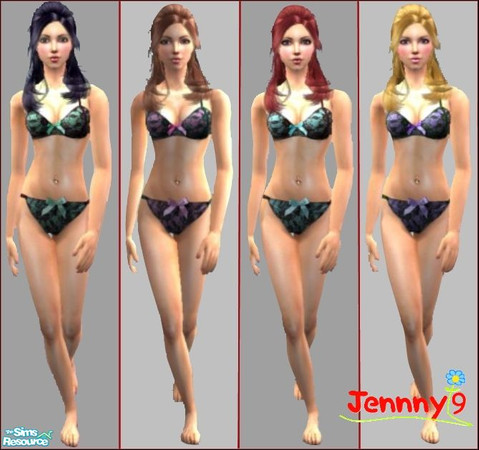 Sims 2 — Lingerie Set by Jennny9 — A set of pretty lingerie for adults in 4 different colour combinations - green, pink,