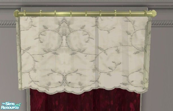 Sims 2 — Sangoire Bedroom - Valance by Riverwillows — Lovely bedroom set in deep reds, and oriental silk quilting. Base
