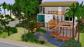 Sims 3 — Azalea Bayou by DragonQueen — This lovely three story beach style home stradles a small pond. Fish from your