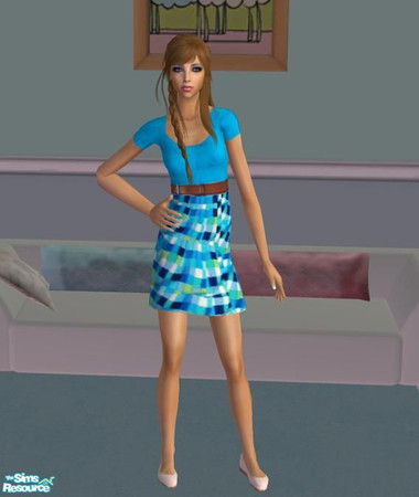 Sims 2 — Dearest Dreams by skiva — Dream this dear dress into reality. This dress features a colorful check print with a