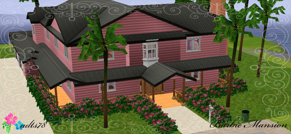 Sims 3 — Barbie Mansion by adts78 — 4 Bedroom house, 3 1/2 bathrooms. Study, Living Room, Dining Room, Family Room, Media