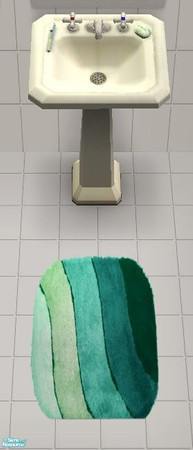Sims 2 — Jewel-Tones Bath - \"Emerald\" Sink Rug by Riverwillows — Beautiful bathroom set in emerald