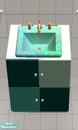 Sims 2 — Jewel-Tones Bath - \"Emerald\" Sink by Riverwillows — Beautiful bathroom set in emerald jewel-tones.