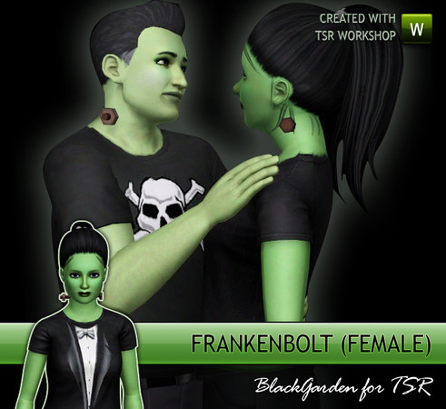 Sims 3 — Novelty Neck Bolt for Females by BlackGarden — A novelty bolt through the neck, with two recolourable palettes.
