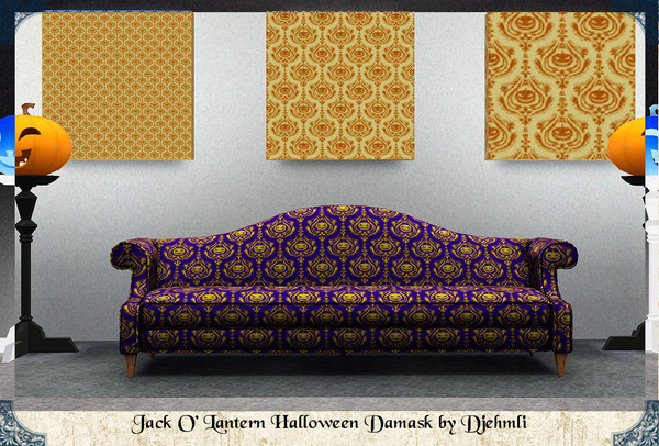 Sims 3 — Djem _Halloween Pumpkin Striped Damask by djehmli — Since I love Damasks I just had to recreate this one. Jack O