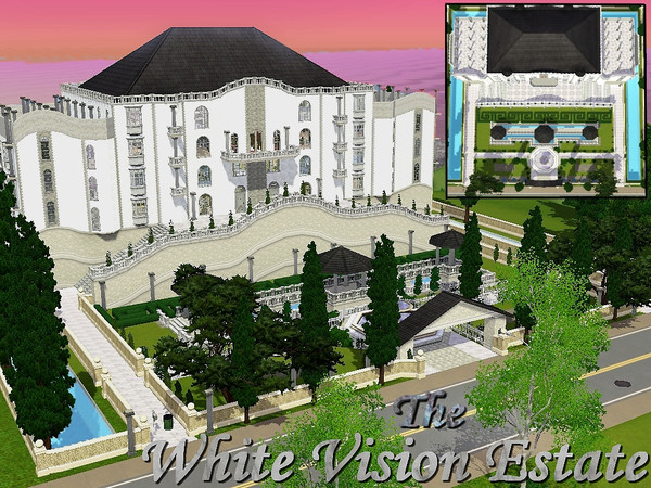 Sims 3 — The White Vision Estate by MrDenue — The White Vision Estate is a huge mansion with many rooms and floors. It's