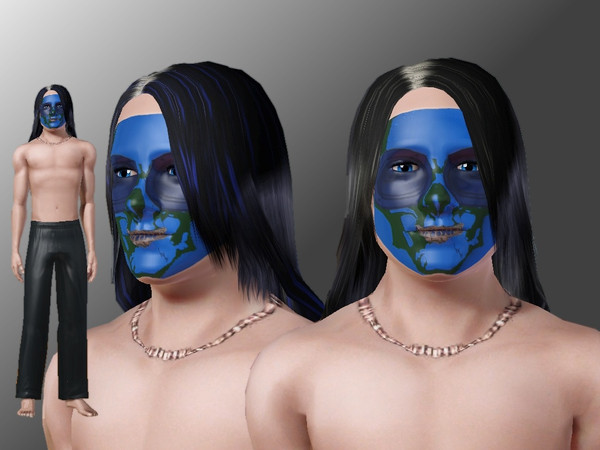 Sims 3 — am costume make up felineBlueSkeleton by skystars5 — A fun Blue Skeleton mask for your adult male and female