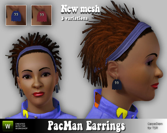 Sims 3 — CD_PacMan Earrings by TSR Archive — Pac Man earrings for your sim, 3 variations. From teen to elder - CarpeDiem