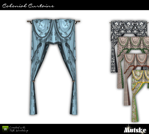 Sims 3 — Curtain Colonial 1 tile short by Mutske — Conversion from the Sims 2 Colonial Curtain. Short version 1x1. Made