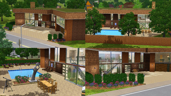 Sims 3 — Enter Home - 2br, 2ba by Flexina — Parking for visitors and nice open garden. Diningroom with fireplace and