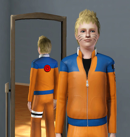 Sims 3 — Naruto's Jacket by Rakime — This is the jacket that Naruto's used to wear in the first season. I made it myself,
