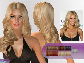 Sims 2 — Jessica by ChazDesigns — A sexy Jessica Simpson hairstyle, a side swept front with curly and wavy parts down the