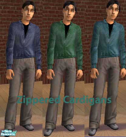 Sims 2 — Zippered Cardigans by okadoka — A Set of Three Zippered Cardigans for the Teen Male. In Three Exciting Shades