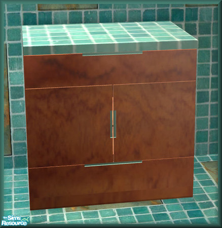 Sims 2 — NK TC49 PMS Kitchen  - Counter by MoMama — A wenge wood counter with aqua tile counter top.