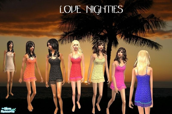 Sims 2 — Love Nighties by skystars5 — These night gowns have sheer decorative lace at the top and also along the bottom.