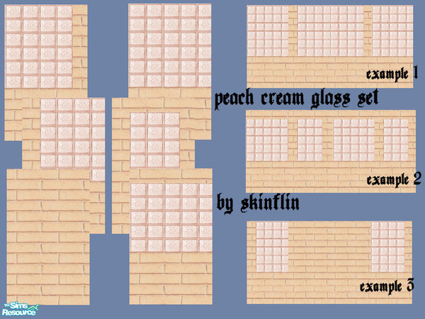 Sims 2 — peach cream glass set by skinflin — soft peach cream bricks with peach glass blocks..any combination can be done