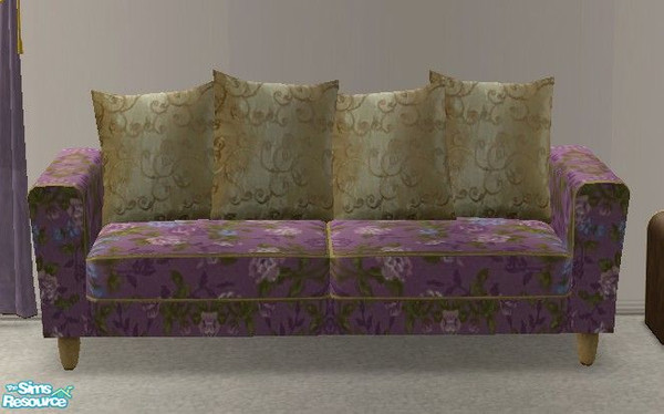 Sims 2 — Imperial Living - Sofa by Riverwillows — Regal living room set, in royal purples and gold trim. Meshes by