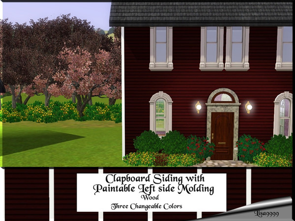 Sims 3 — Clapboard siding with white molding by lisa9999 — A clapboard siding with color change molding. Two Changeable