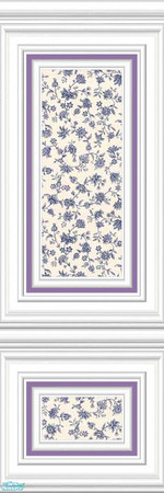 Sims 2 — jsf2WPFWLavenderFloral by jsf — Fully wainscotted white panels hold inserts of lavender petit fleurs set off