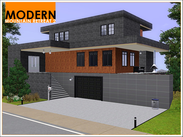 Sims 3 — Modern Mountain Retreat 2 by Leomo — This second Modern Mountain Retreat has a two-car garage on the ground