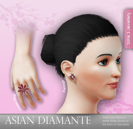 Anillo duro Amasar Descripción del negocio The Sims Resource - Asian Diamante - Jewellery
