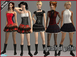 Sims 2 — A pinch of Gothic - New mesh B32_FA012 by Birba32 — Five gothic dresses with black boots on a new mesh.
