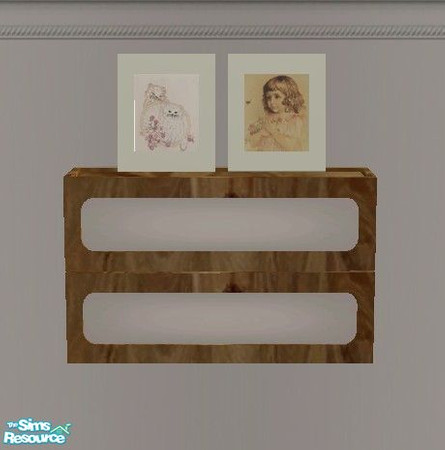 Sims 2 — Child\'s Play Bedroom - Cabinet by Riverwillows — Cute bedroom featuring nostalgic scenes of kids at play.